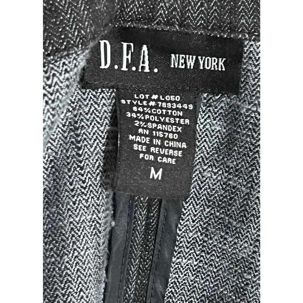 D.F.A New York Y2K Denim Blazer Top Womens M Stretch Cap Sleeve Dark Academia